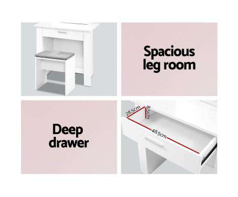 Dressing Table Mirror Stool Mirror Jewellery Cabinet Makeup Storage Desk Artiss