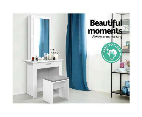 Dressing Table Mirror Stool Mirror Jewellery Cabinet Makeup Storage Desk Artiss