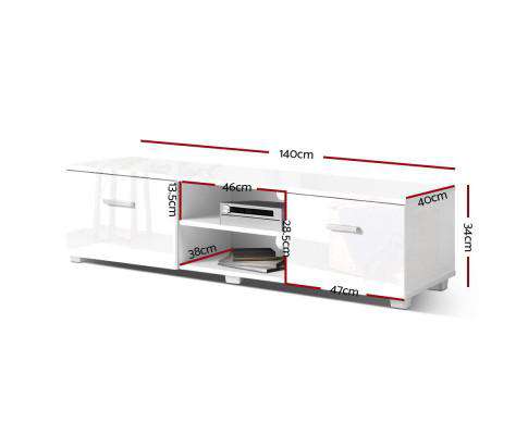 TV Cabinet Entertainment Unit Stand High Gloss Furniture Storage Drawers 140cm White Artiss