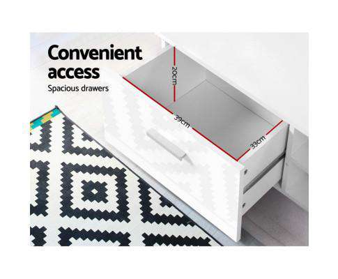 TV Cabinet Entertainment Unit Stand High Gloss Furniture Storage Drawers 140cm White Artiss