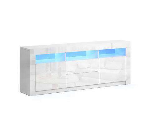 TV Cabinet Entertainment Unit Stand RGB LED Gloss Drawers 160cm White Artiss