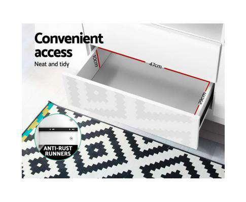 TV Cabinet Entertainment Unit Stand RGB LED Gloss Drawers 160cm White Artiss