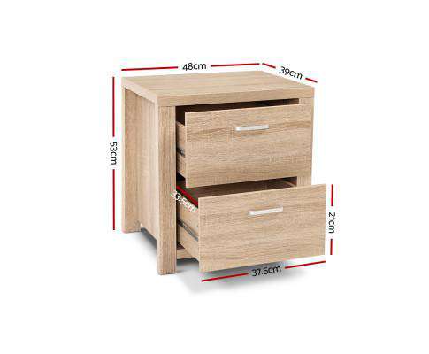 Bedside Table Lamp Side Tables Drawers Nightstand Unit Beige Wood Artiss