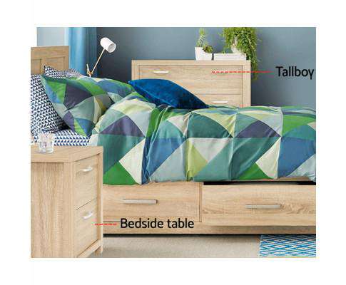 Bedside Table Lamp Side Tables Drawers Nightstand Unit Beige Wood Artiss