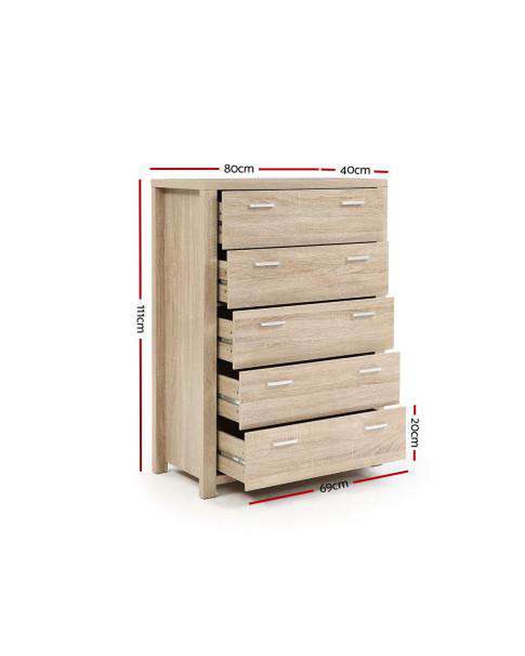 5 Chest of Drawers Tallboy Dresser Table Bedroom Storage Cabinet Artiss