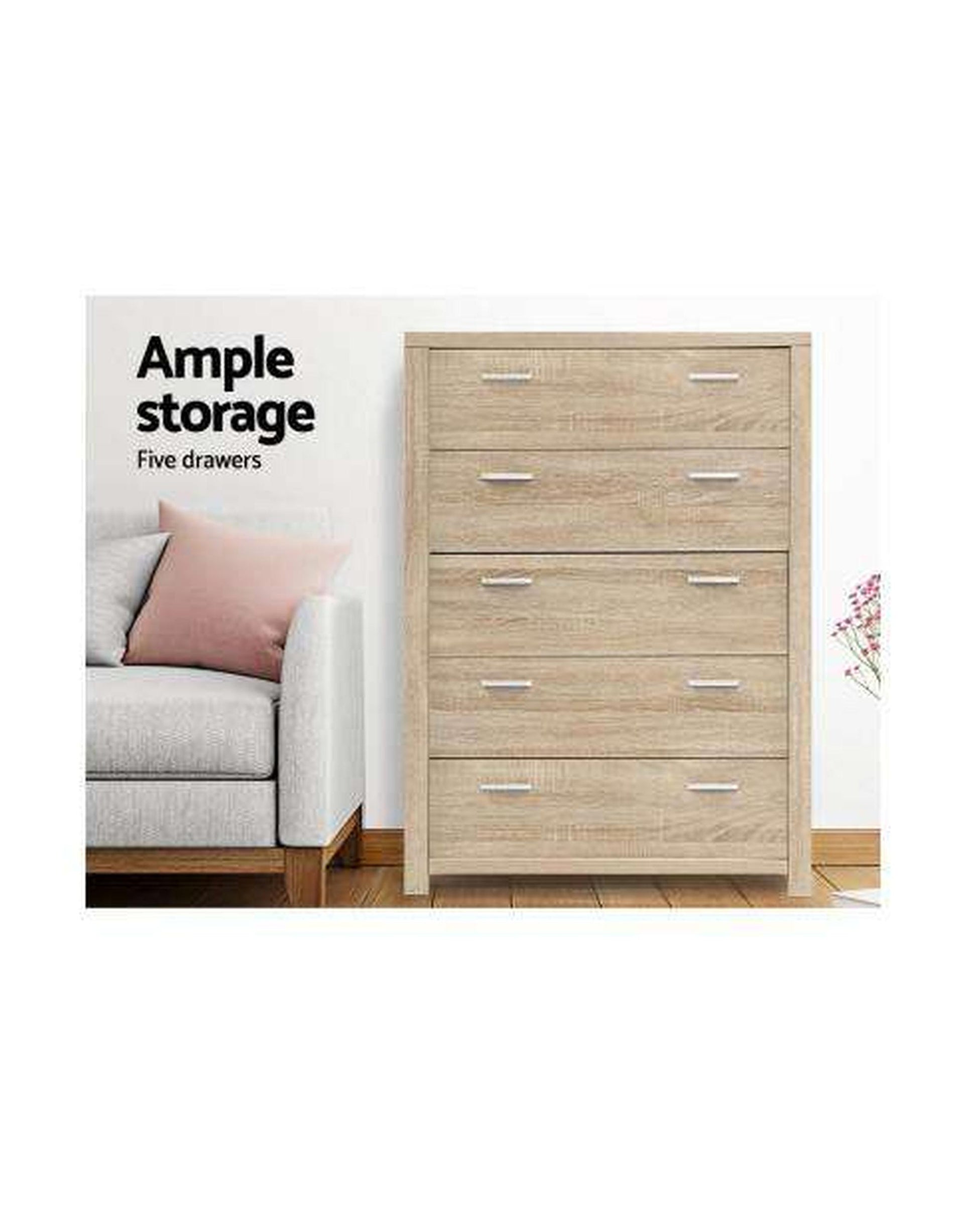 5 Chest of Drawers Tallboy Dresser Table Bedroom Storage Cabinet Artiss