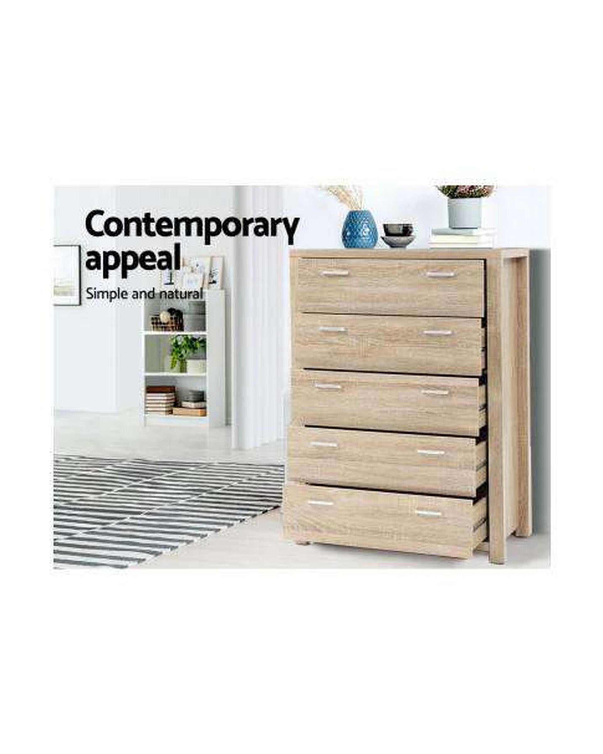 5 Chest of Drawers Tallboy Dresser Table Bedroom Storage Cabinet Artiss