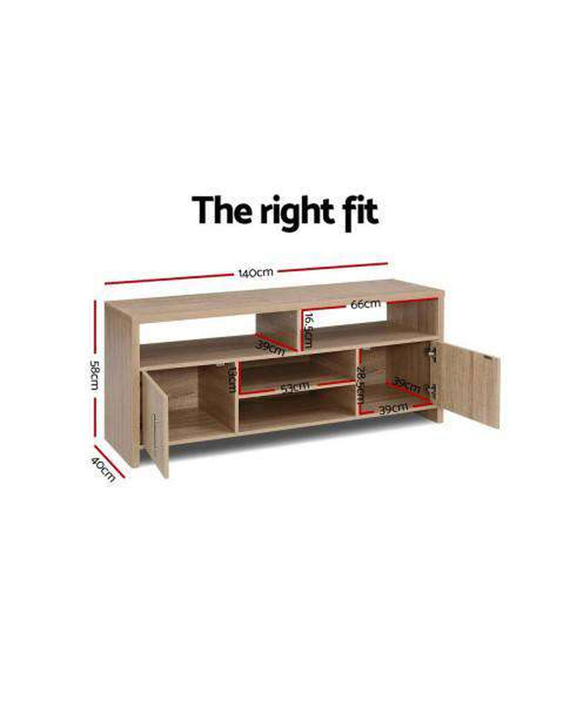 TV Cabinet Entertainment Unit Stand Storage Shelf Sideboard 140cm Oak Artiss