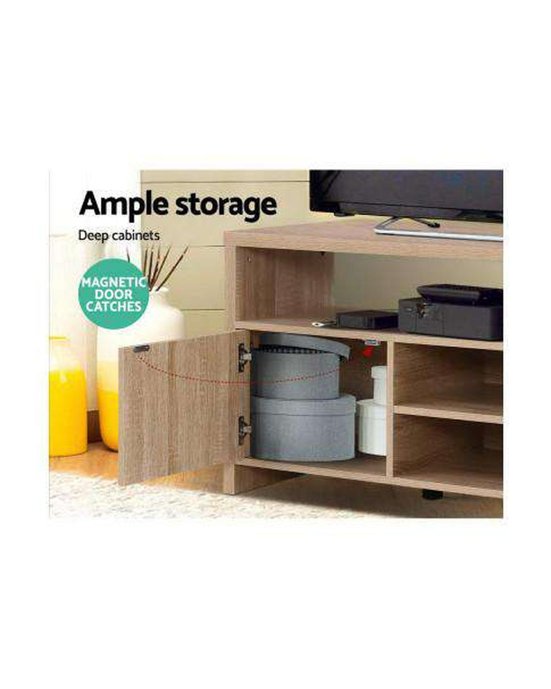 TV Cabinet Entertainment Unit Stand Storage Shelf Sideboard 140cm Oak Artiss