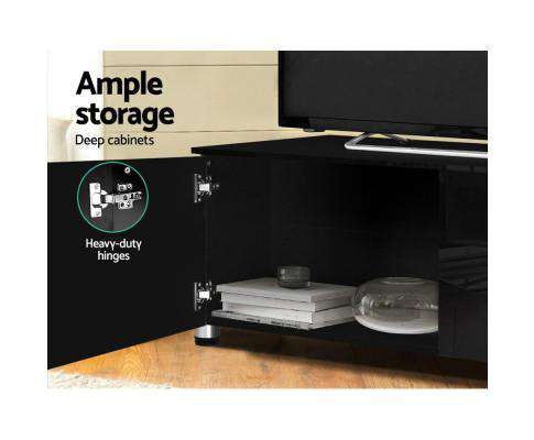 TV Cabinet Entertainment Unit Stand High Gloss Furniture 205cm Black Artiss
