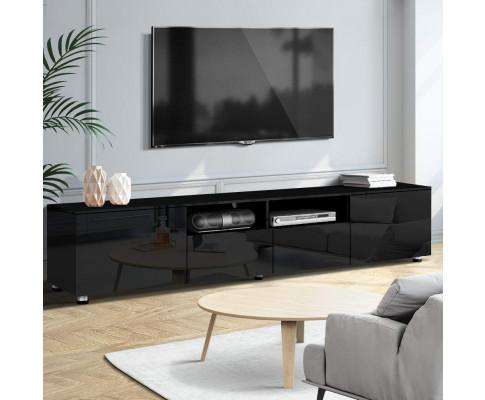 TV Cabinet Entertainment Unit Stand High Gloss Furniture 205cm Black Artiss