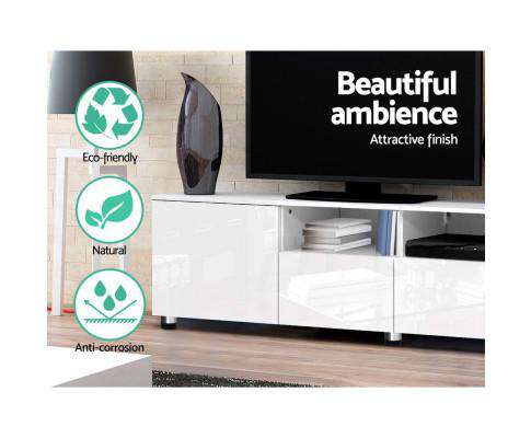 TV Cabinet Entertainment Unit Stand High Gloss Furniture 205cm White Artiss