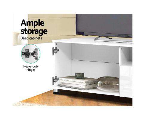 TV Cabinet Entertainment Unit Stand High Gloss Furniture 205cm White Artiss