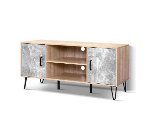 TV Cabinet Entertainment Unit Stand Industrial Wooden Metal Legs Oak Artiss
