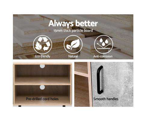 TV Cabinet Entertainment Unit Stand Industrial Wooden Metal Legs Oak Artiss