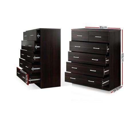 Tallboy 6 Drawers Storage Cabinet - Walnut Artiss