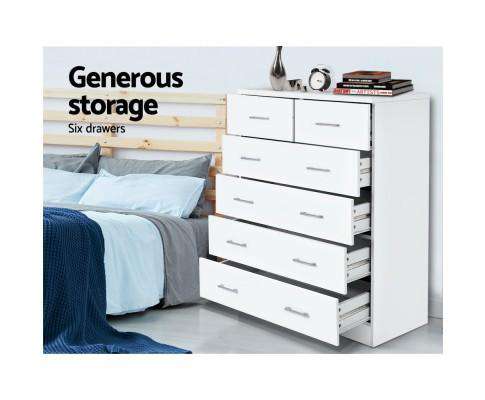 Six Chest of Drawers - White Artiss