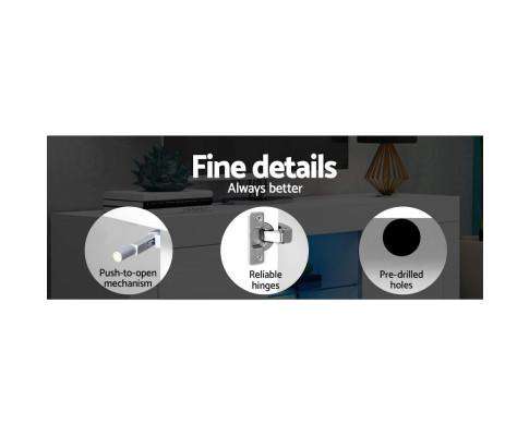 TV Cabinet Entertainment Unit Stand RGB LED Gloss Furniture 160cm White Artiss