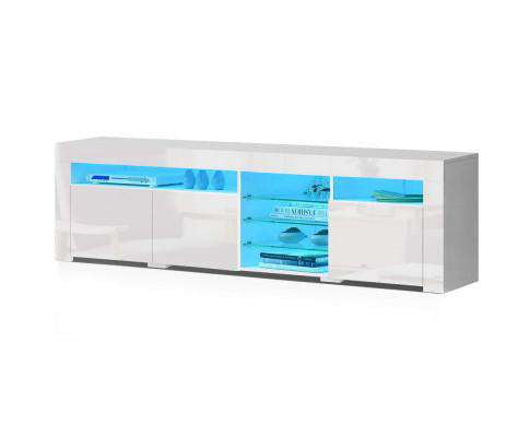 TV Cabinet Entertainment Unit Stand RGB LED Gloss 3 Doors 180cm White Artiss