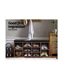Shoe Cabinet Bench Shoes Storage Rack Organiser Shelf Cupboard Box Walnut Artiss