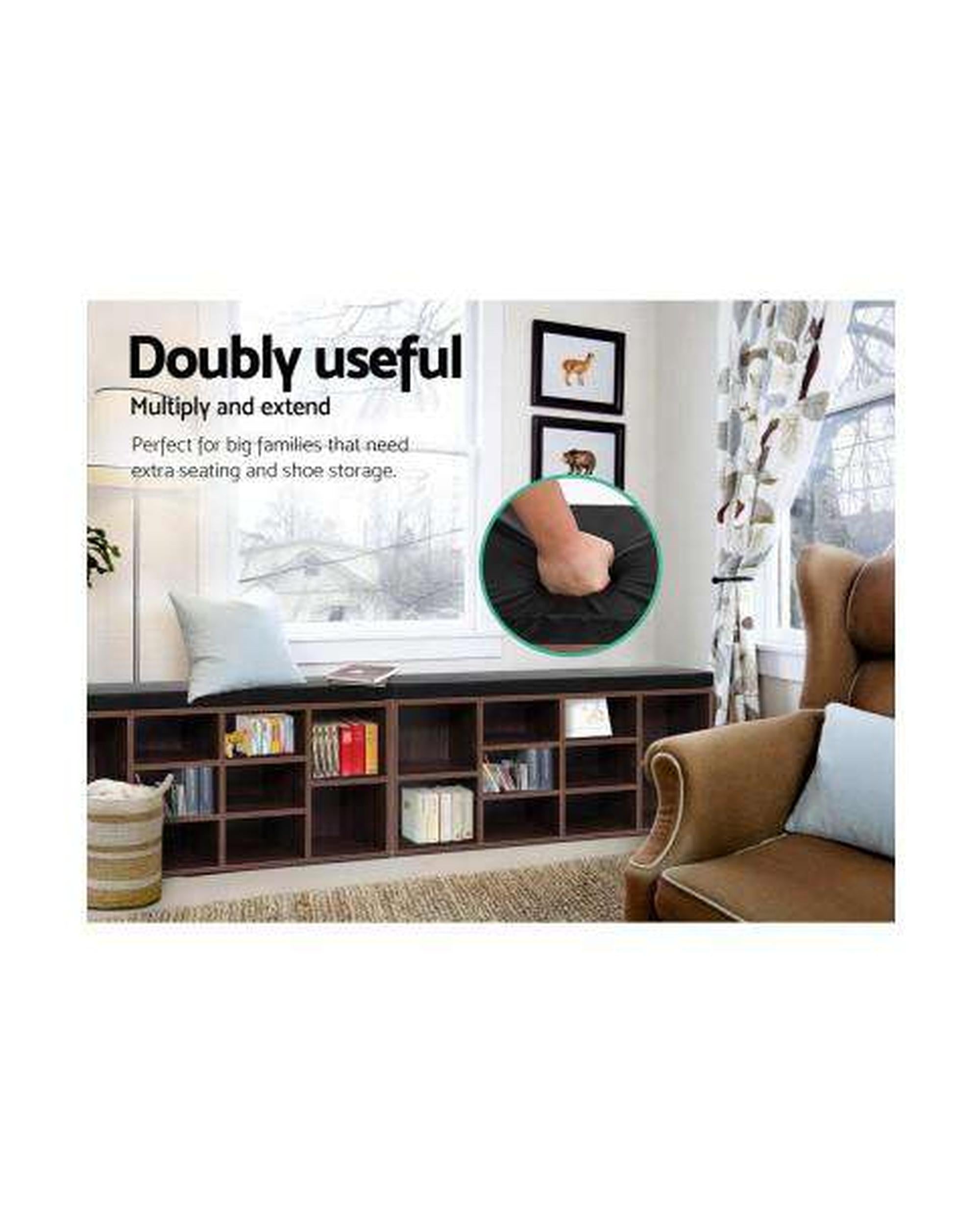 Shoe Cabinet Bench Shoes Storage Rack Organiser Shelf Cupboard Box Walnut Artiss