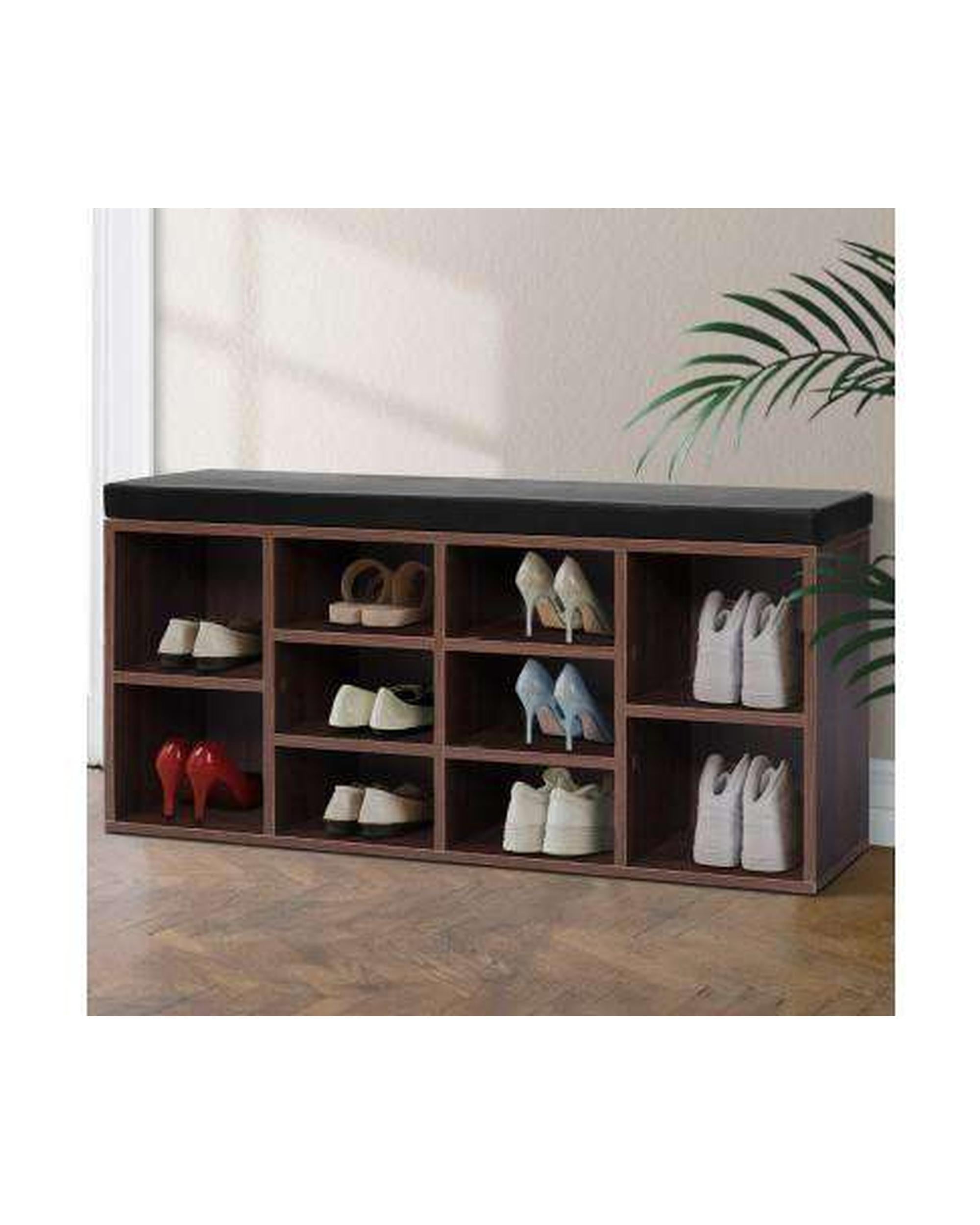 Shoe Cabinet Bench Shoes Storage Rack Organiser Shelf Cupboard Box Walnut Artiss
