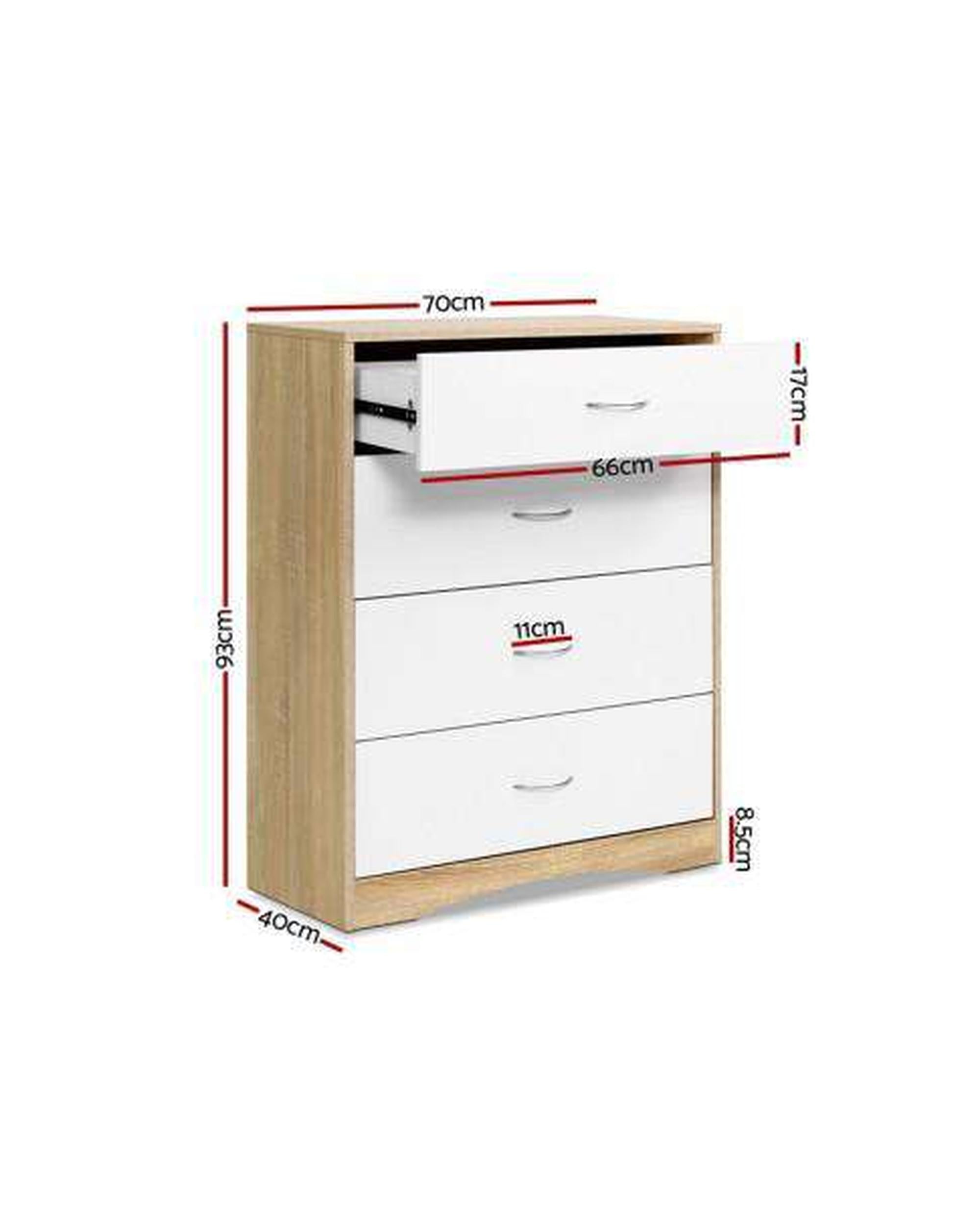 Chest of Drawers - White Wood Artiss