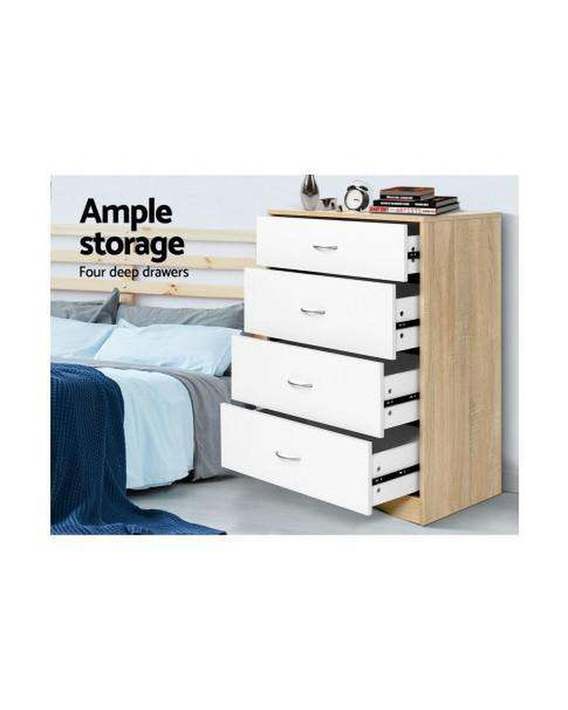 Chest of Drawers - White Wood Artiss
