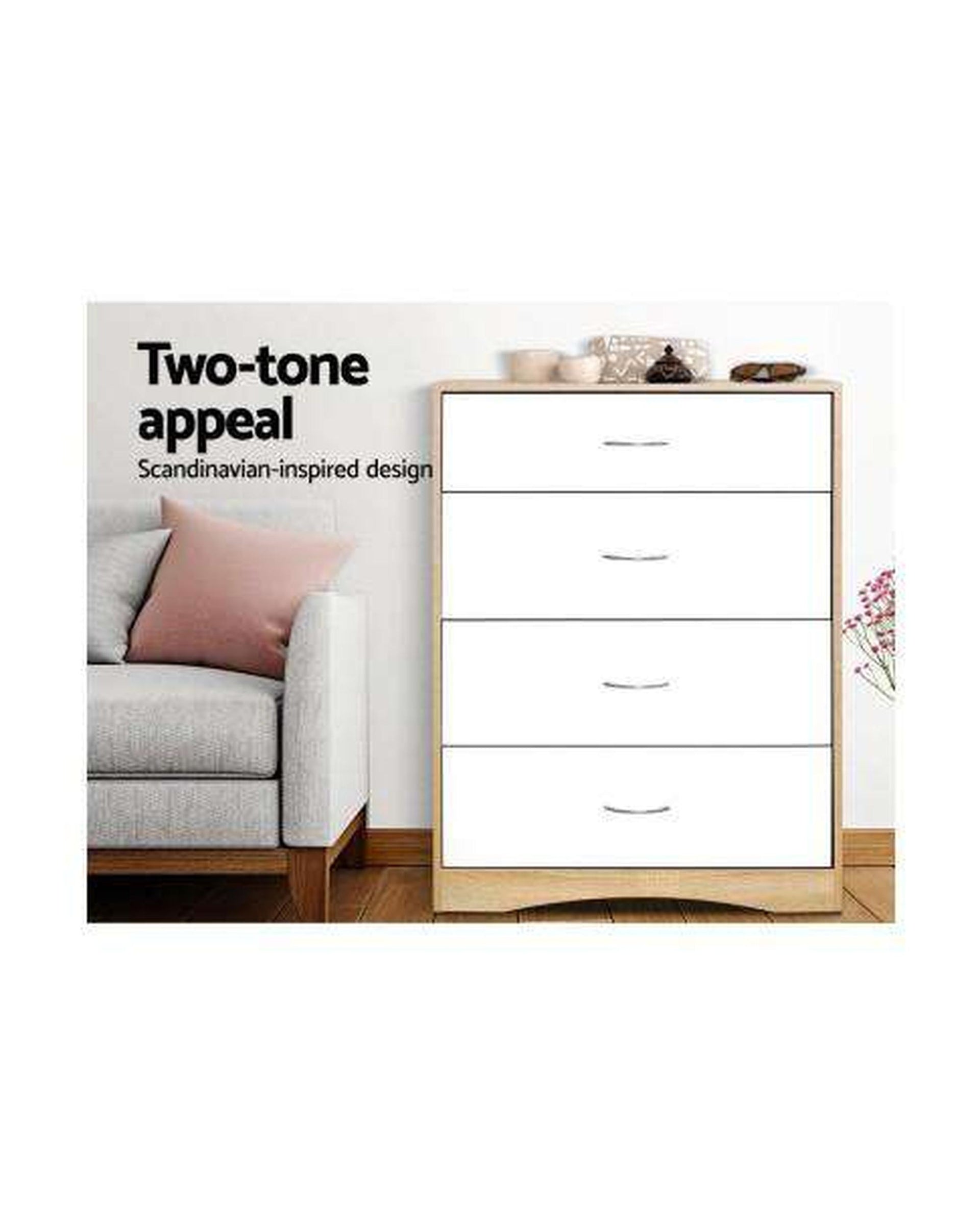 Chest of Drawers - White Wood Artiss