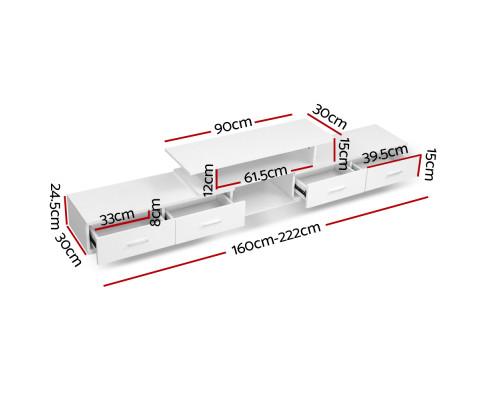 TV Cabinet Entertainment Unit Stand Wooden 160CM To 220CM Lowline Storage Drawers White Artiss