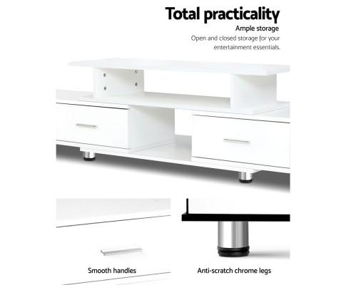 TV Cabinet Entertainment Unit Stand Wooden 160CM To 220CM Lowline Storage Drawers White Artiss