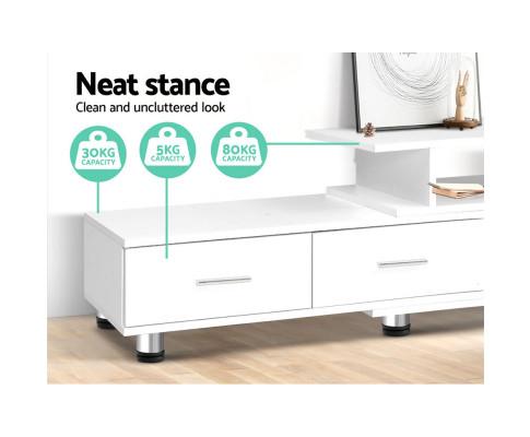 TV Cabinet Entertainment Unit Stand Wooden 160CM To 220CM Lowline Storage Drawers White Artiss