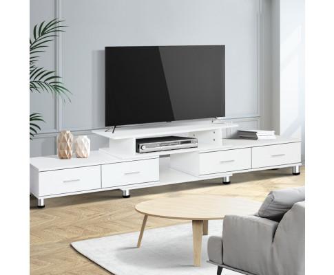 TV Cabinet Entertainment Unit Stand Wooden 160CM To 220CM Lowline Storage Drawers White Artiss