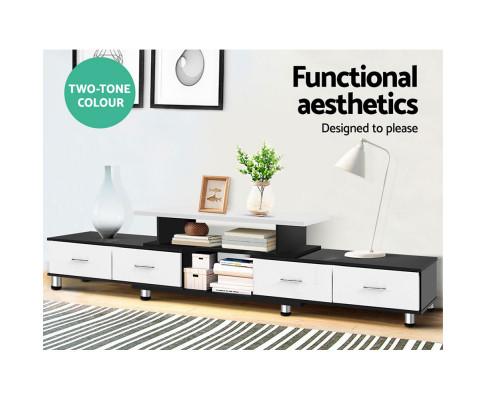 TV Cabinet Entertainment Unit Stand Wooden 160CM To 220CM Storage Drawers Black White Artiss