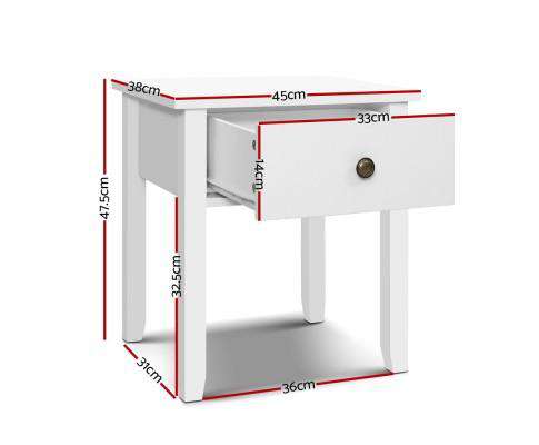 Drawer Bedside Table - White Artiss