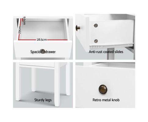 Drawer Bedside Table - White Artiss