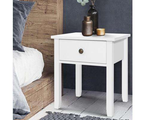 Drawer Bedside Table - White Artiss