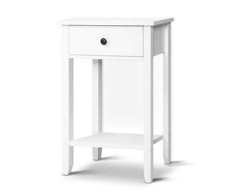 Nightstand White Storage Cabinet - White Artiss