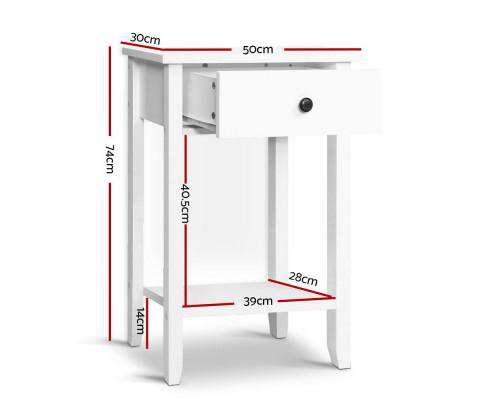 Nightstand White Storage Cabinet - White Artiss