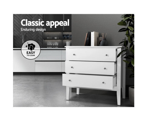 Chest of Drawers Storage Cabinet Bedside Table Dresser Tallboy White Artiss