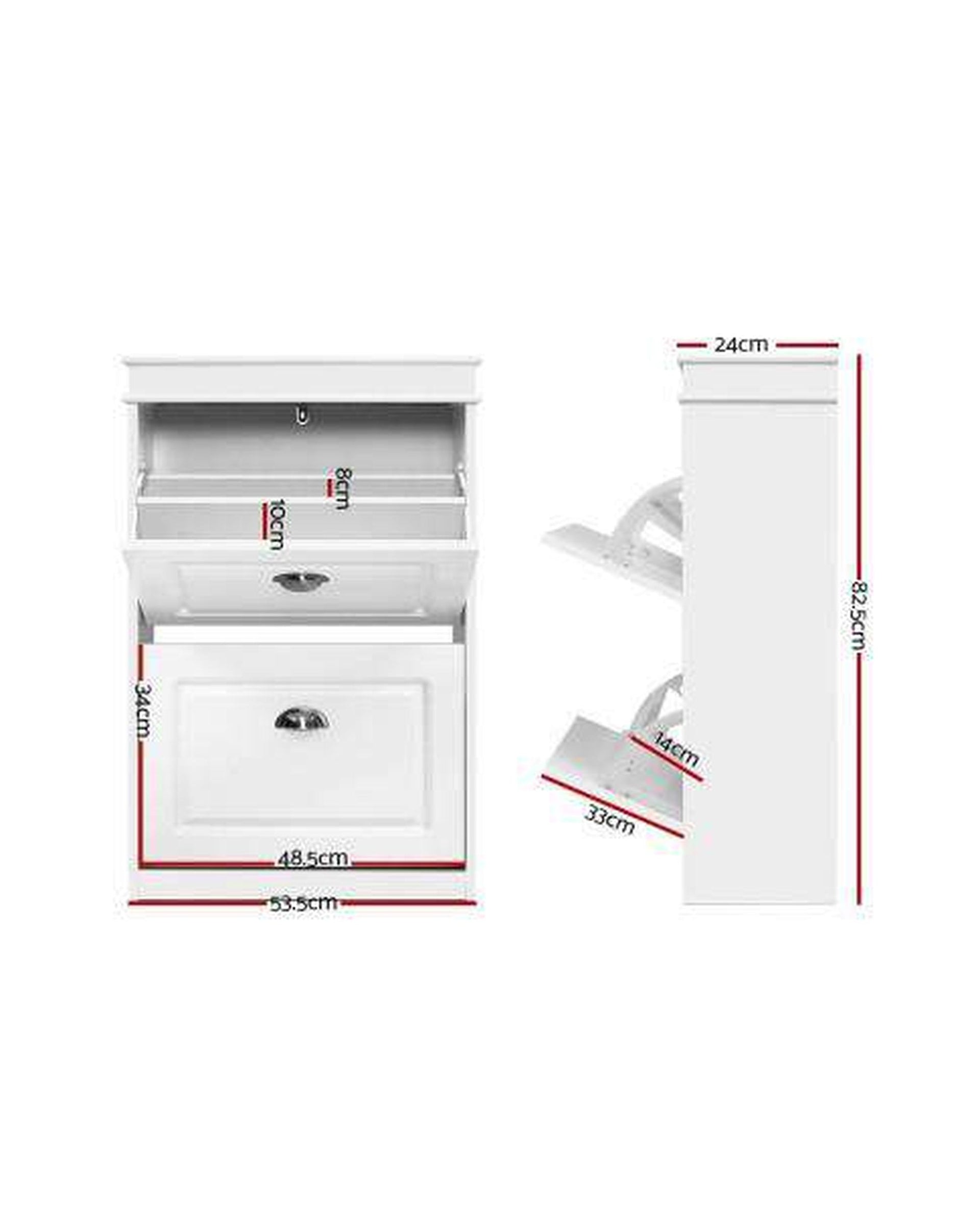 Shoe Cabinet Shoes Storage Rack White Organiser Shelf Cupboard Drawer 12 Pairs Artiss