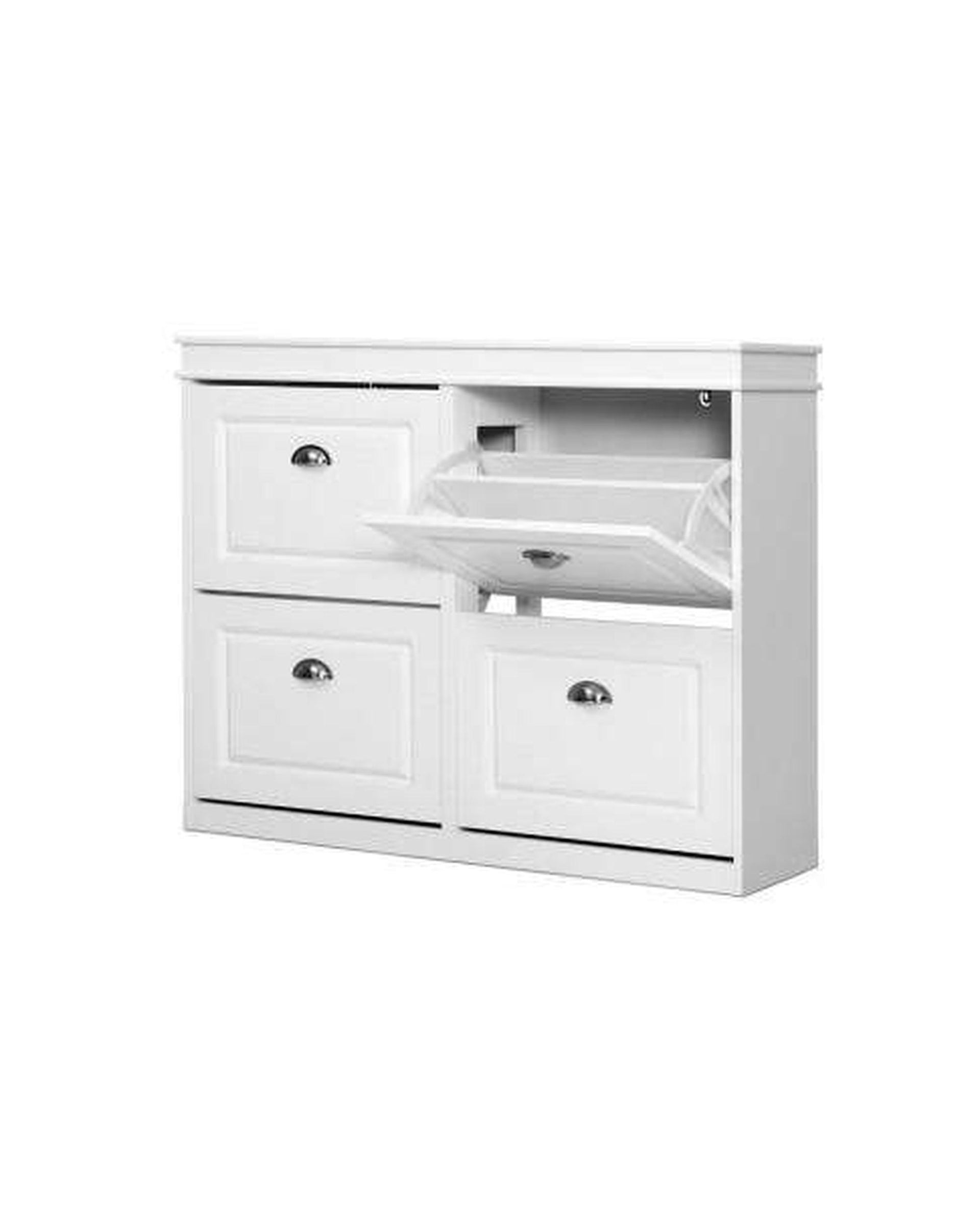 Shoe Cabinet Shoes Storage Rack Organiser White Shelf Drawer Cupboard 24 Pairs Artiss