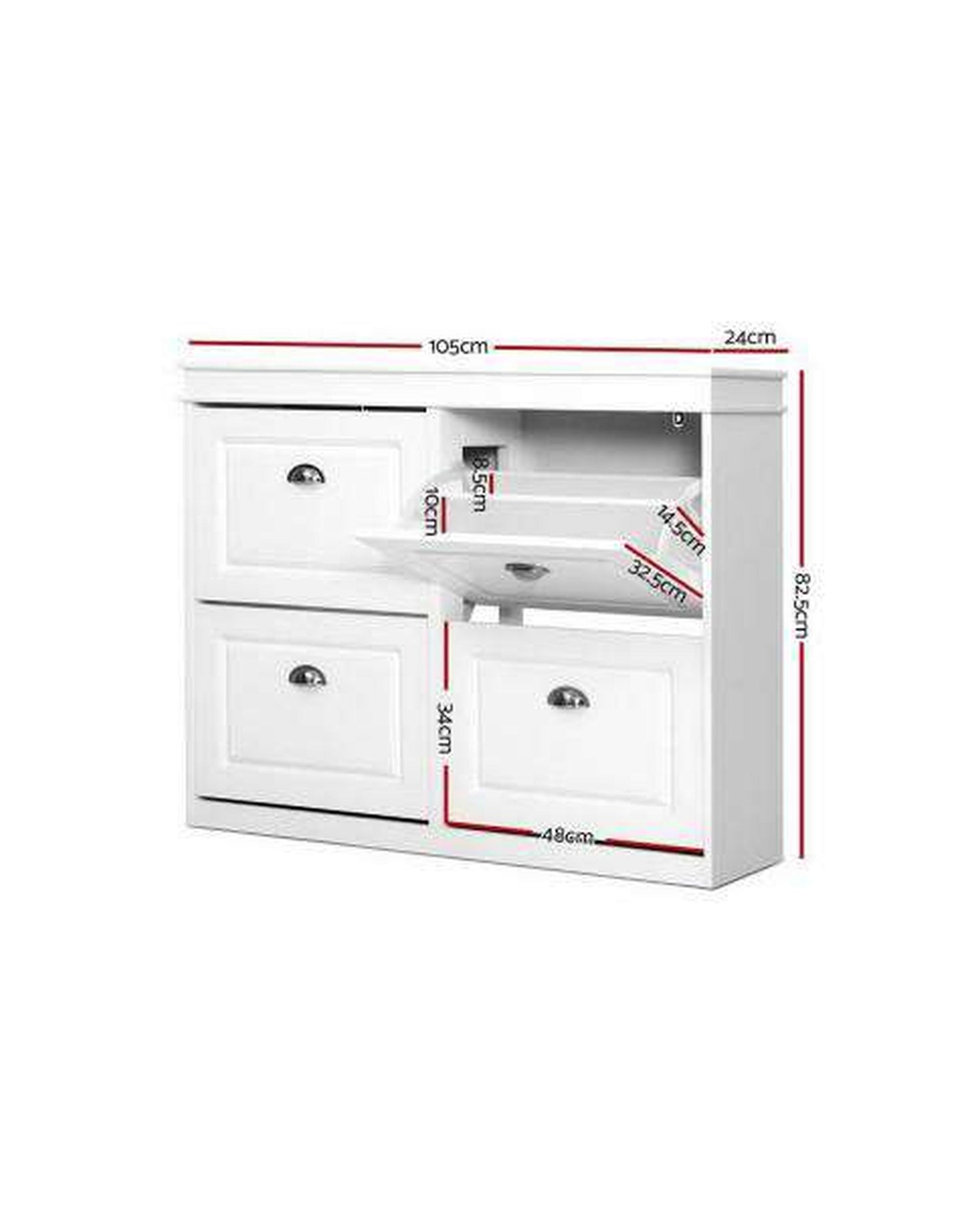 Shoe Cabinet Shoes Storage Rack Organiser White Shelf Drawer Cupboard 24 Pairs Artiss