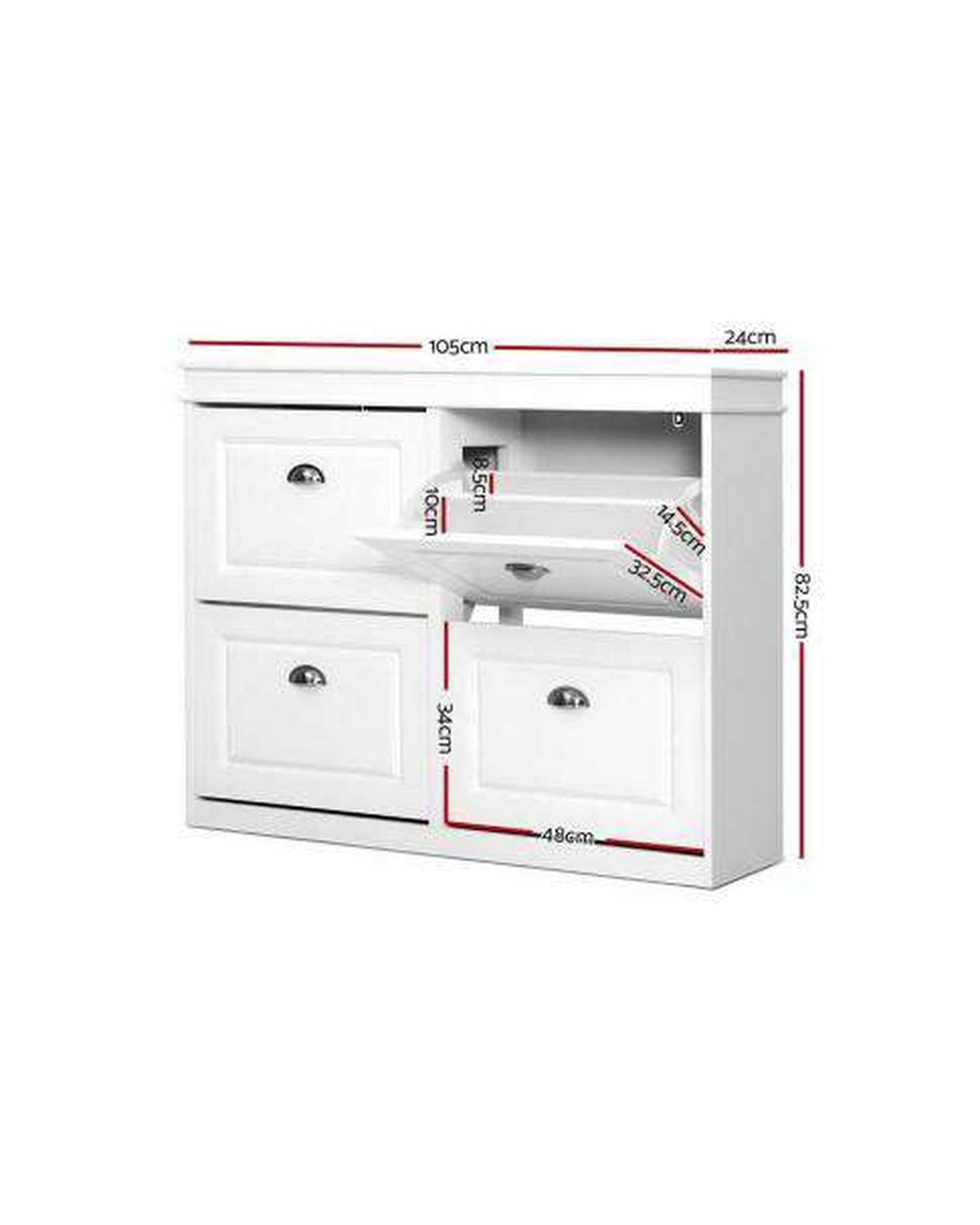 Shoe Cabinet Shoes Storage Rack Organiser White Shelf Drawer Cupboard 24 Pairs Artiss