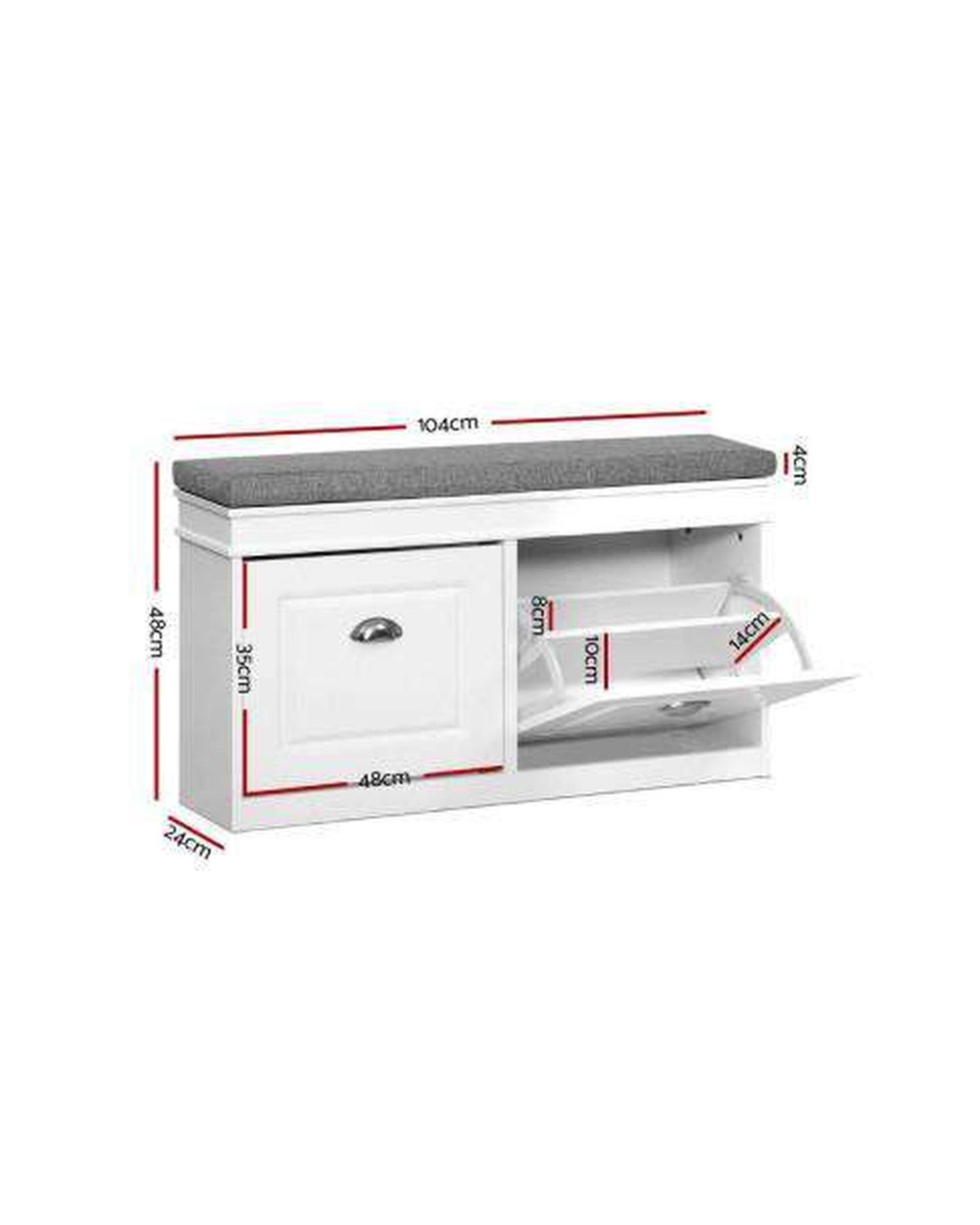 Shoe Cabinet Bench Shoes Storage Rack Organiser Drawer White Shelf 12 Pairs Box Artiss