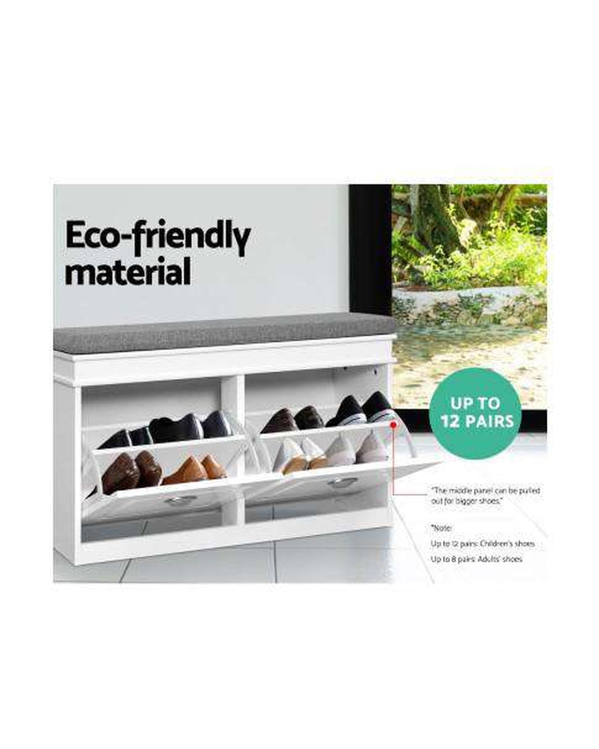 Shoe Cabinet Bench Shoes Storage Rack Organiser Drawer White Shelf 12 Pairs Box Artiss