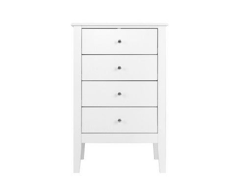 4 Chest of Drawers Tallboy Storage Cabinet Bedside Table Dresser White Artiss