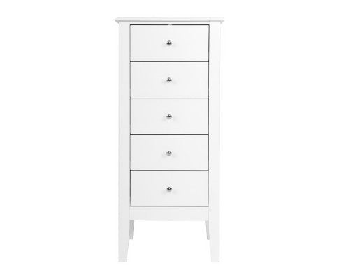 5 Tallboy Chest of Drawers Storage Cabinet Bedside Table Dresser White Artiss