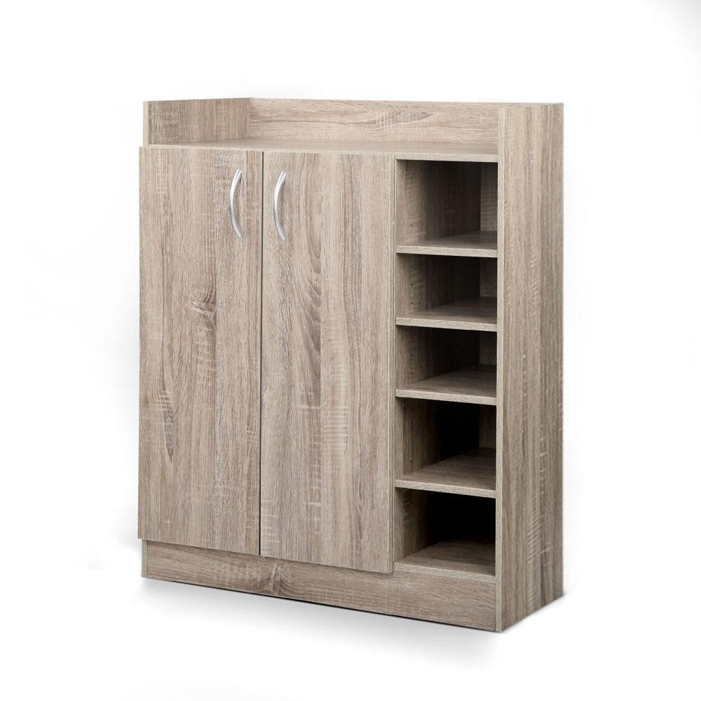 2 Doors Shoe Cabinet Storage Cupboard - Wood Artiss