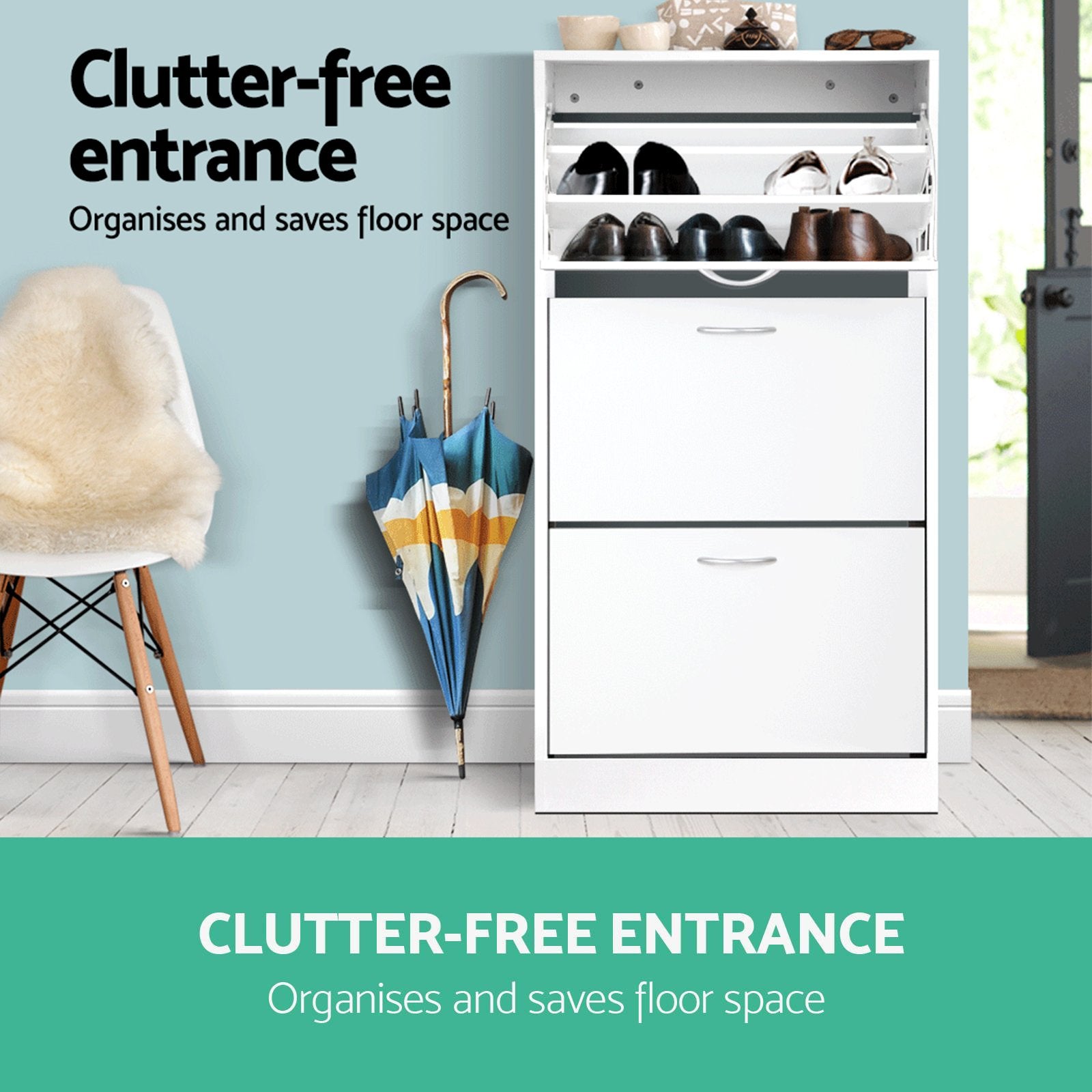 3 Tier Shoe Cabinet - White Artiss